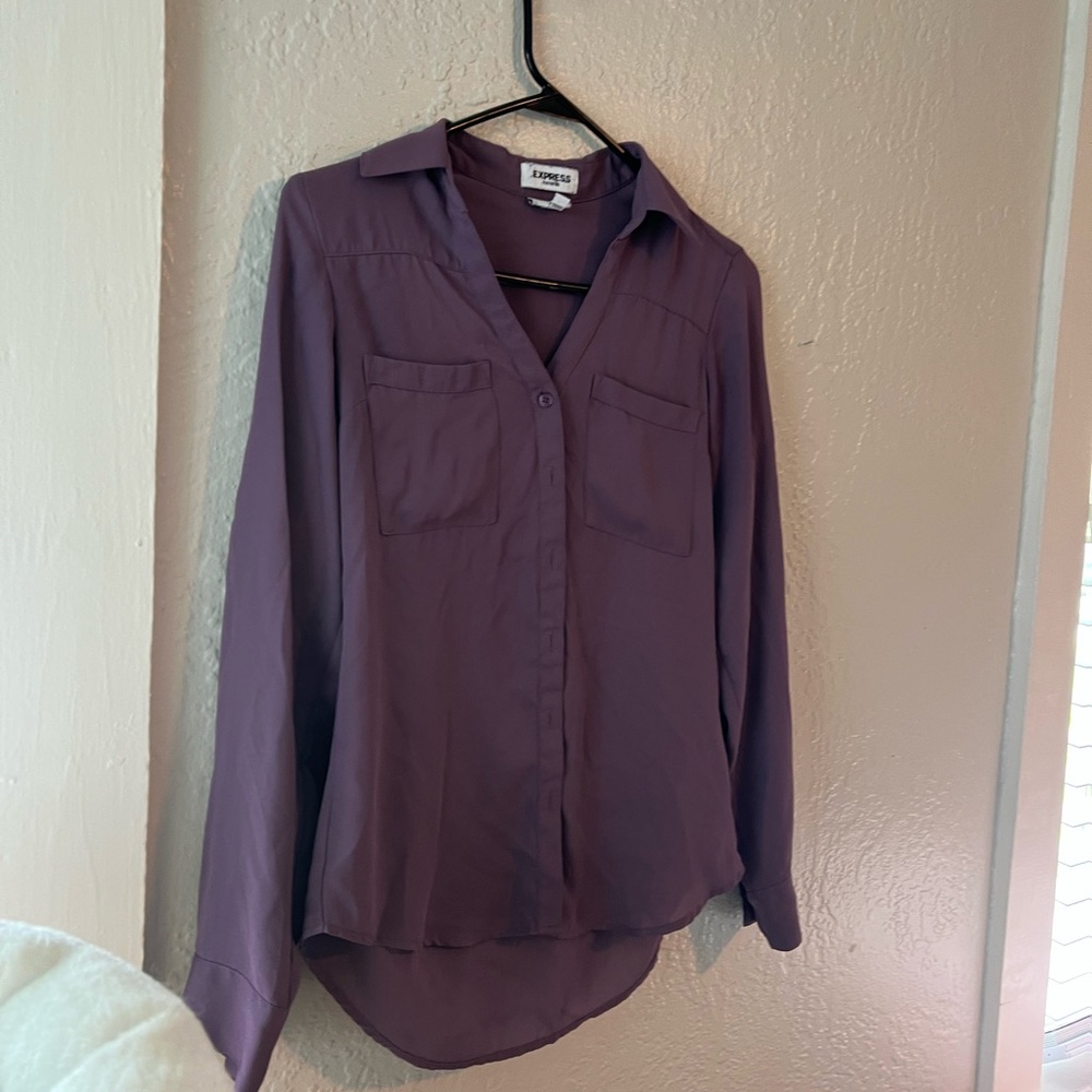 Express Purple Slim Portofino Shirt